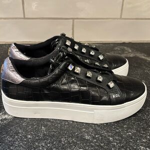 Kurt Geiger Liviah Rhinestone Croc Sneakers Black Platform EU 38.5 US 8